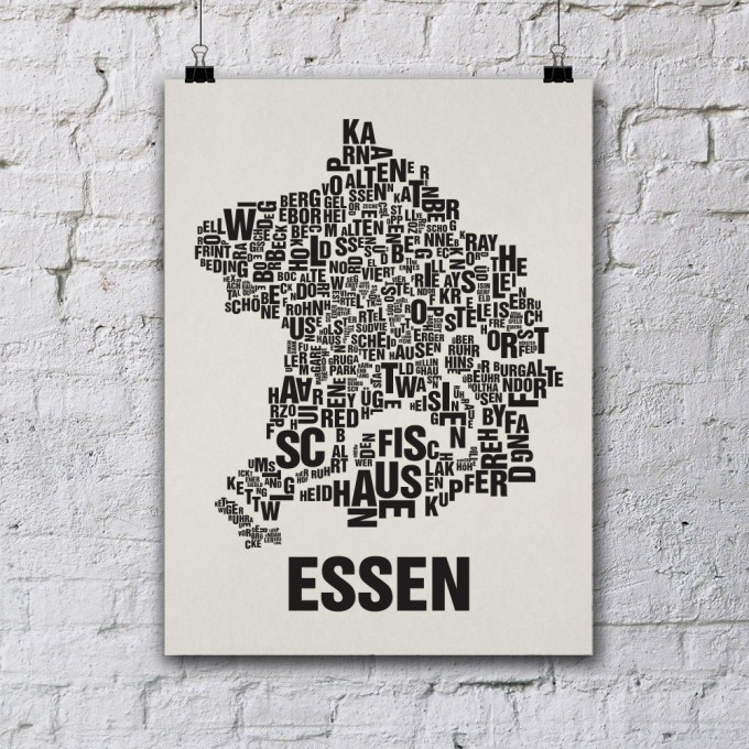 Buchstabenort Essen Stadtteile-Poster Typografie Buchstabenort Essen Stadtteile-Poster Typografie