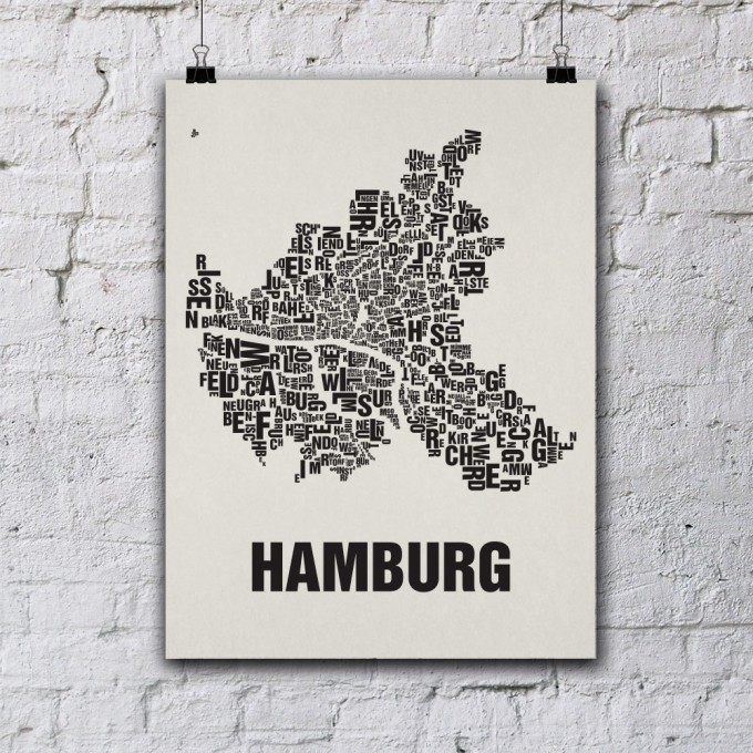 Buchstabenort Hamburg Stadtteile-Poster Typografie Buchstabenort Hamburg Stadtteile-Poster Typografie
