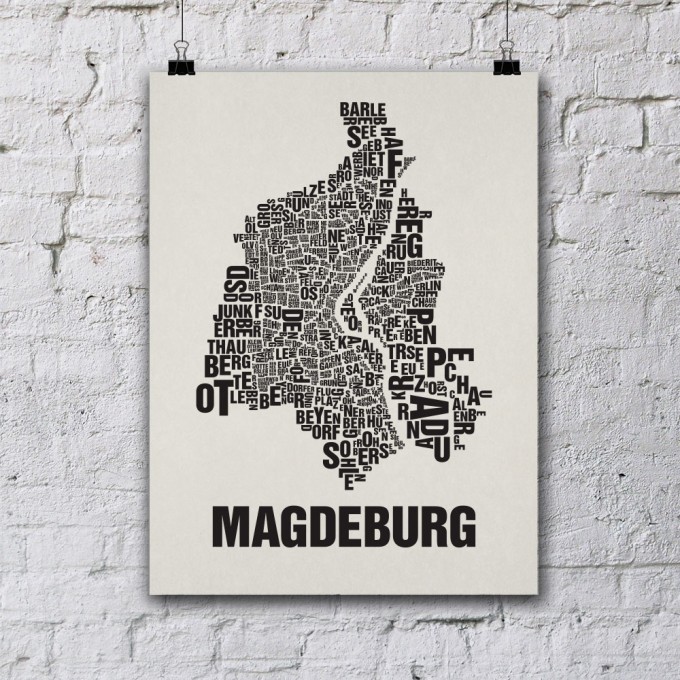 Buchstabenort Magdeburg Stadtteile-Poster Typografie Buchstabenort Magdeburg Stadtteile-Poster Typografie