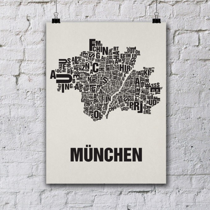 Buchstabenort München Stadtteile-Poster Typografie Buchstabenort München Stadtteile-Poster Typografie