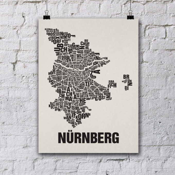 Buchstabenort Nürnberg Stadtteile-Poster Typografie Buchstabenort Nürnberg Stadtteile-Poster Typografie