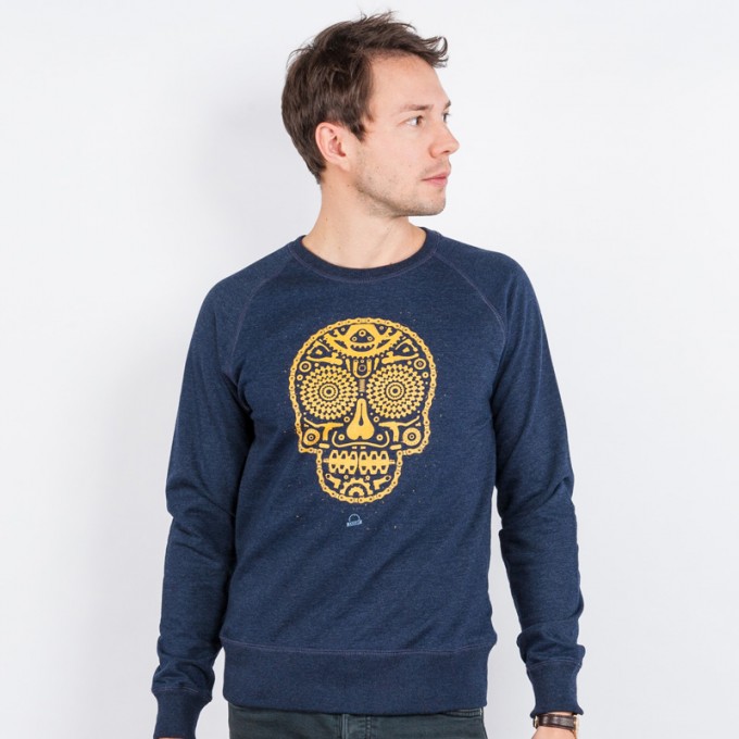 Douze – Bike Skull - Mens Recycled Organic Sweatshirt Douze – Bike Skull - Mens Recycled Organic Sweatshirt