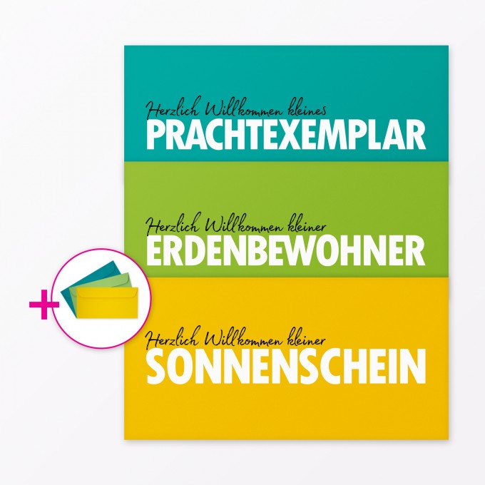 TYPOP 3-teiliges Set Babykarte "Willkommen" DIN lang inkl. Umschläge TYPOP 3-teiliges Set Babykarte "Willkommen" DIN lang inkl. Umschläge