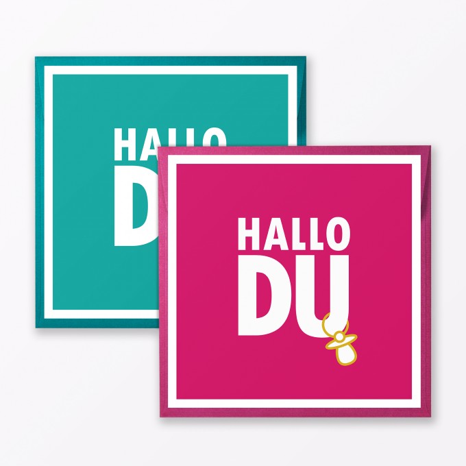 TYPOP 2-teiliges Set Babykarte "Hallo Du" Türkis + Pink quadratisch inkl. Umschläge TYPOP 2-teiliges Set Babykarte "Hallo Du" Türkis + Pink quadratisch inkl. Umschläge