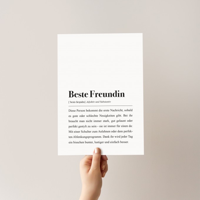 Beste Freundin Definition: DIN A4 Poster - Pulse of Art Beste Freundin Definition: DIN A4 Poster - Pulse of Art