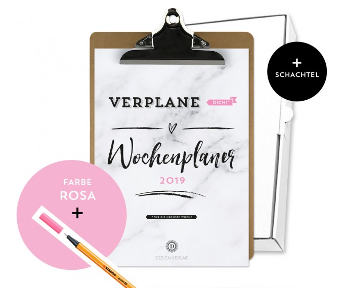 Design Verlag / Handlettering Wochenplaner Kalender Klemmbrett / Rosa Design Verlag / Handlettering Wochenplaner Kalender Klemmbrett / Rosa