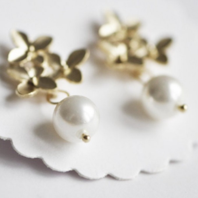 na.hili OHRSTECKER "Kirschblüten" UNIKAT Perle Blüte*Gelbgold* 14 Karat, 925 Silber, nickelfrei na.hili OHRSTECKER "Kirschblüten" UNIKAT Perle Blüte*Gelbgold* 14 Karat, 925 Silber, nickelfrei