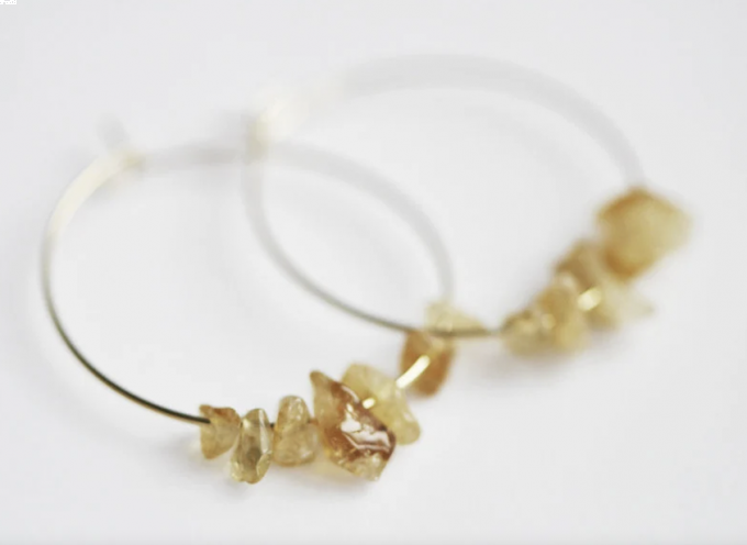 nahili CREOLEN "simple" Ohrringe goldgelber Citrin Halbedelstein gold oder silbern Naturstein el