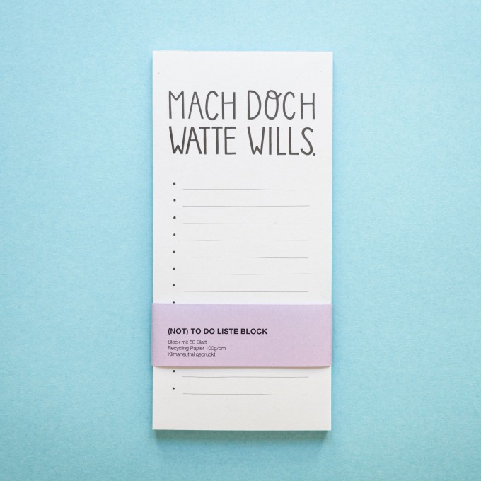 "Mach Doch Watte Wills" - To Do Liste Notizblock 50 Blatt - SMARACUJA