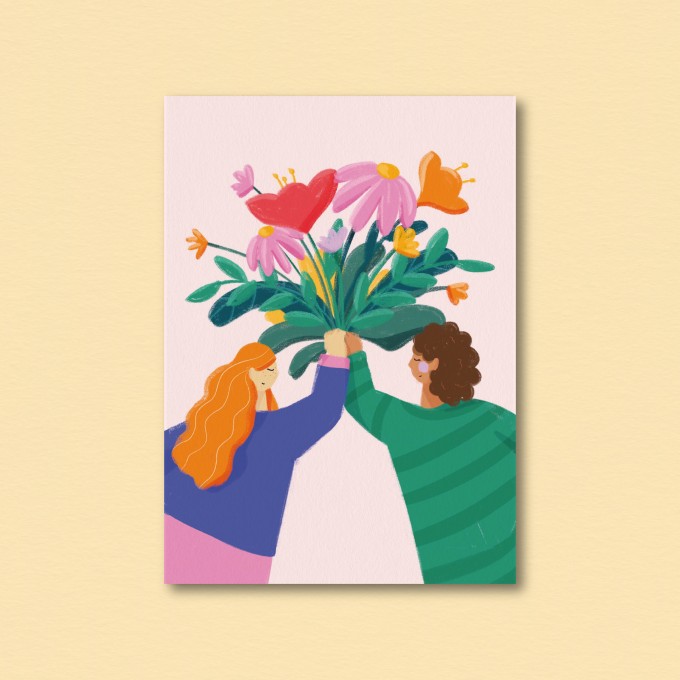 Blumenfreu(n)de / Postkarte A6 / Svea Hansohn Illustration