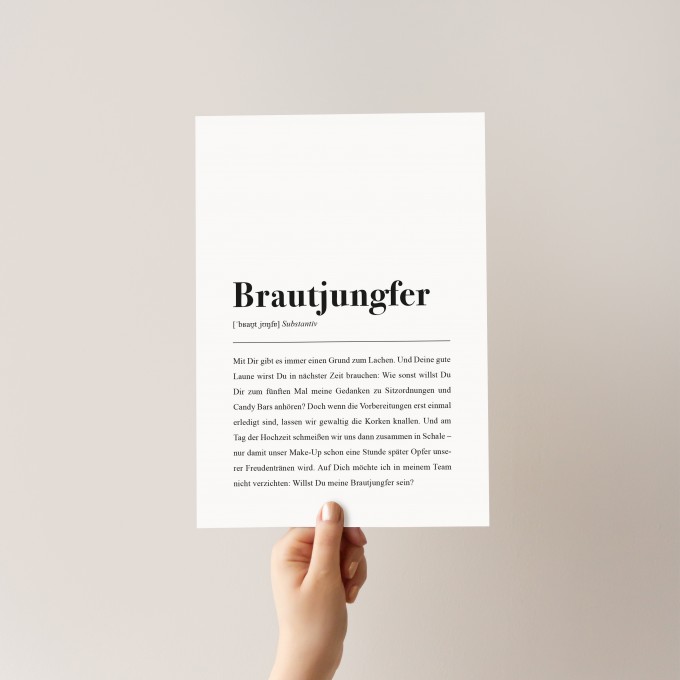 Brautjungfer Definition: DIN A4 Poster - Pulse of Art Brautjungfer Definition: DIN A4 Poster - Pulse of Art