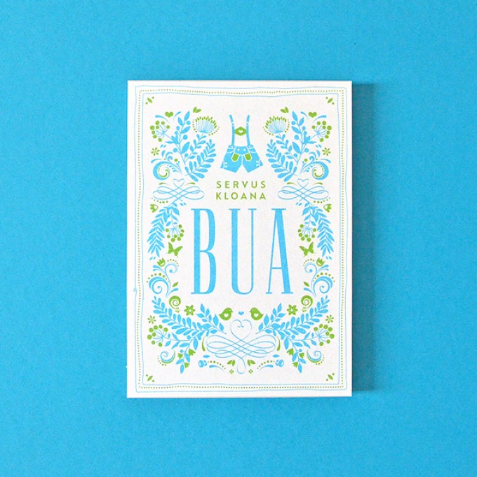 BUA weiß-blau // Bierdeckel-Karte inkl. Naturpapierkuvert BUA weiß-blau // Bierdeckel-Karte inkl. Naturpapierkuvert