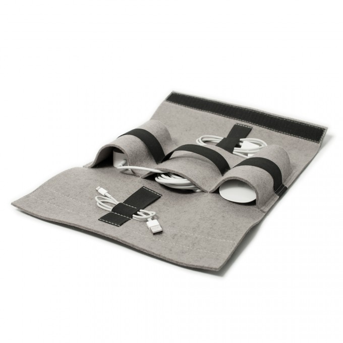 Buff Accessory Bag Kabeltasche / Filz (pebble) und Leder (schwarz) - Burning Love Buff Accessory Bag Kabeltasche / Filz (pebble) und Leder (schwarz) - Burning Love