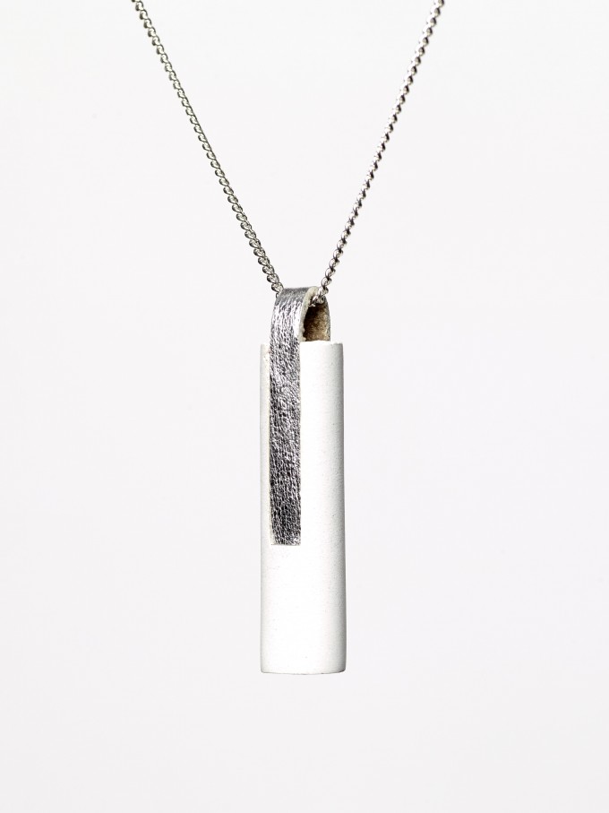 [GS04] Beton Halskette Kette Ovisproducts - WHITE SILVER