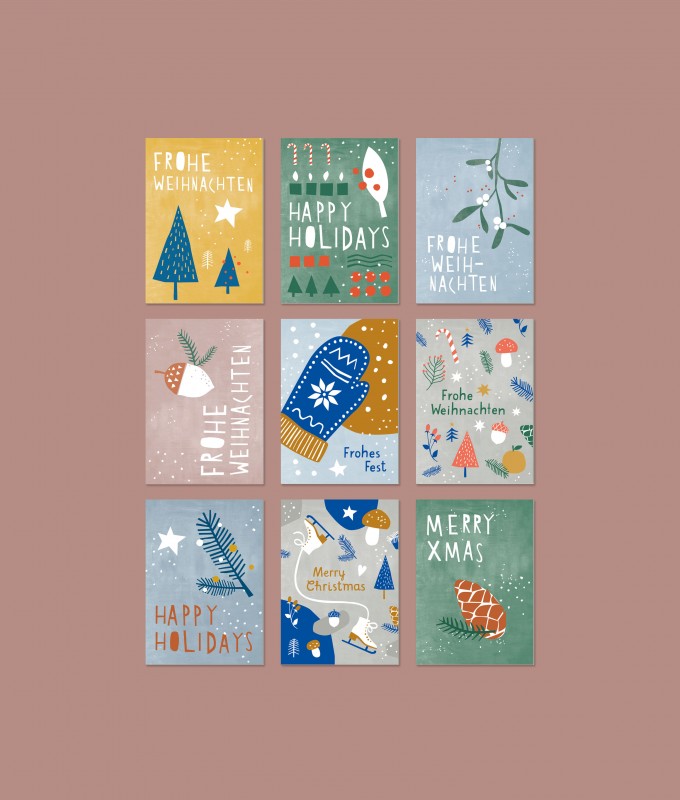 Designfräulein // Weihnachtskarten // 9er-Set