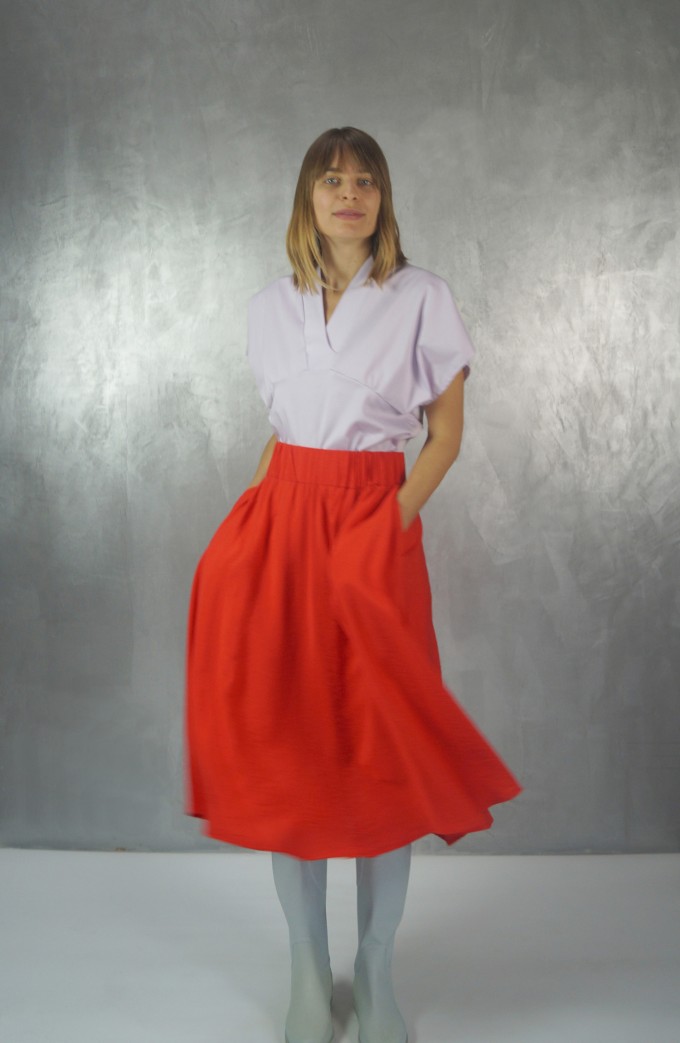 Pia Heise – roter 3/4 langer Rock Pia Heise – roter 3/4 langer Rock