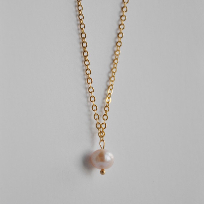 nahili KETTE "rose Pearl" Perlmutt Perle Anhänger - 14K gold plattiert - 50cm