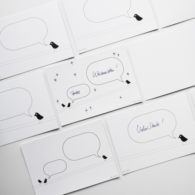 nahili 10er-Set POSTKARTEN "birds", Grußkarten mit Sprechblase für alle Anlässe Weihnachten, Geburtstag oder Schöne Grüße