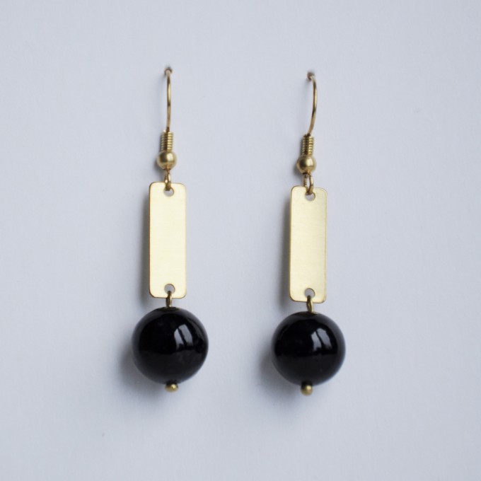 nahili OHRRINGE aus Messing "Marble Quadro" Ohrschmuck Naturstein Marmor oder Howlith