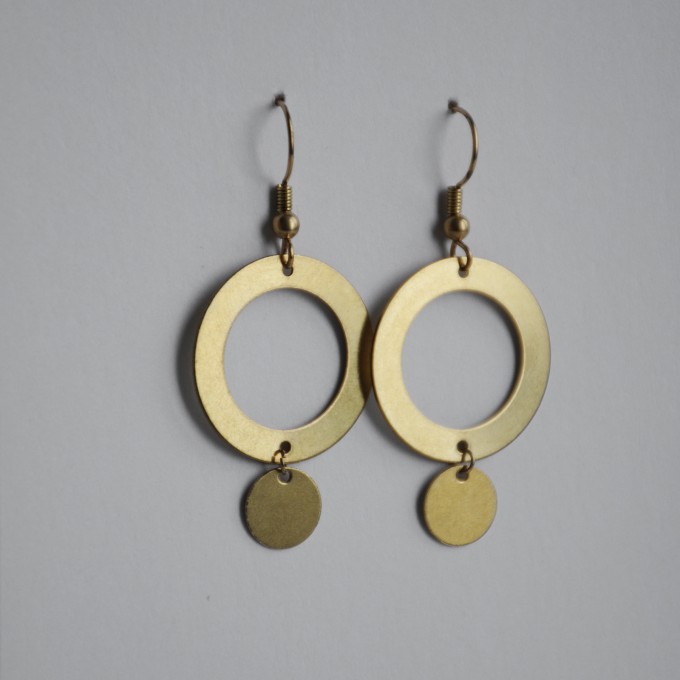 nahili OHRRINGE aus Messing "circleway" altgold Ohrschmuck 