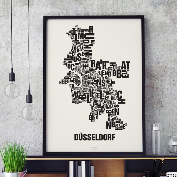 Buchstabenort Düsseldorf Stadtteile-Poster Typografie Siebdruck Buchstabenort Düsseldorf Stadtteile-Poster Typografie Siebdruck
