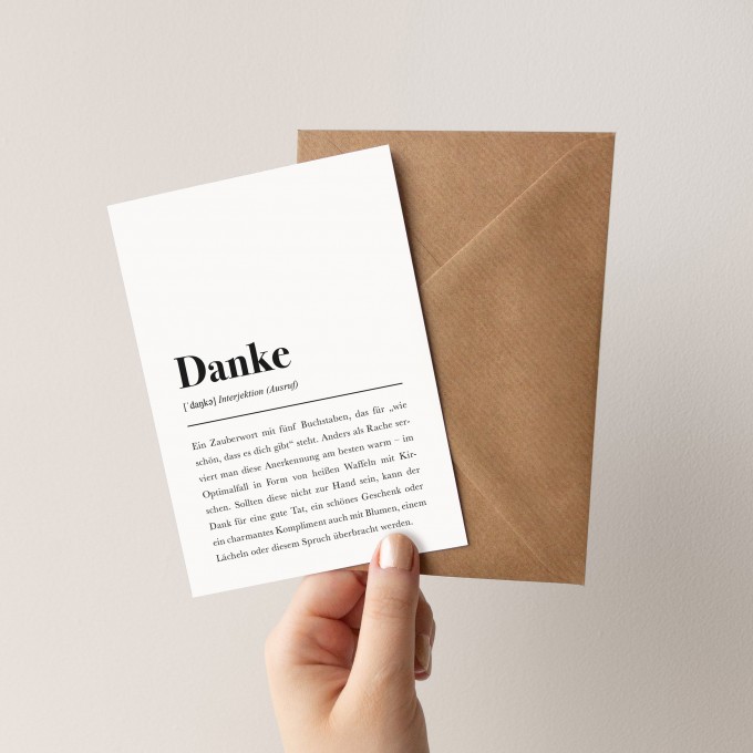 3x Dankeskarte mit Umschlag: "Danke" Definition - Pulse of Art