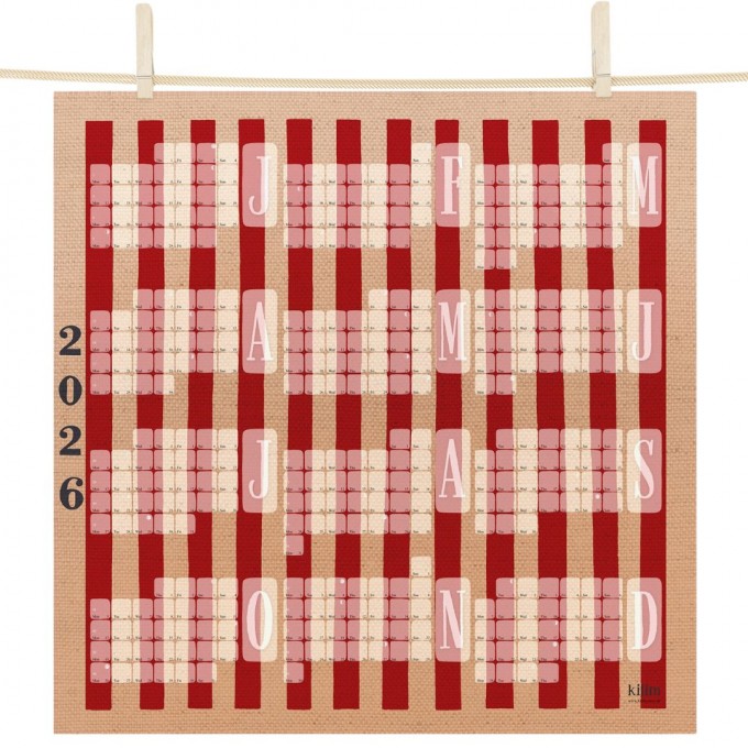 Posterkalender 2026 Streifen rot / kilim