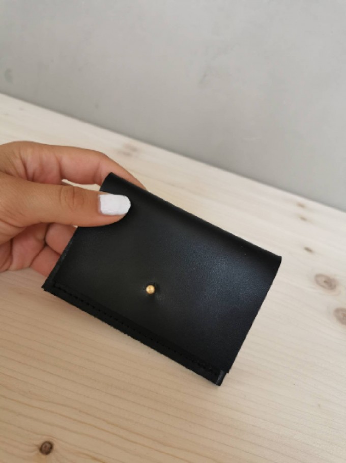BSaite / 
Schwarzes Mini Leder Portemonnaie / kleine Leder Geldbörse / Leder Kartenetui / tiny wallet