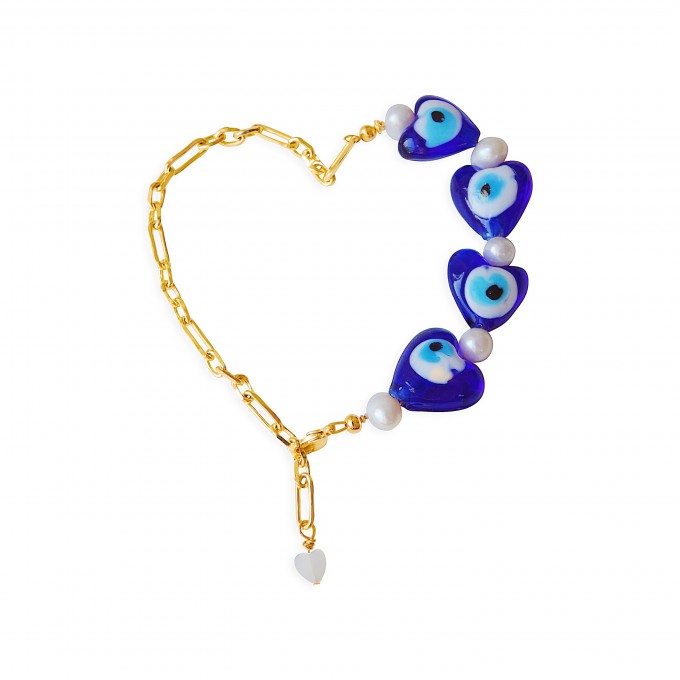 Valerie Chic - EVIL EYES Herz Armband - 18 Karat vergoldet Valerie Chic - EVIL EYES Herz Armband - 18 Karat vergoldet