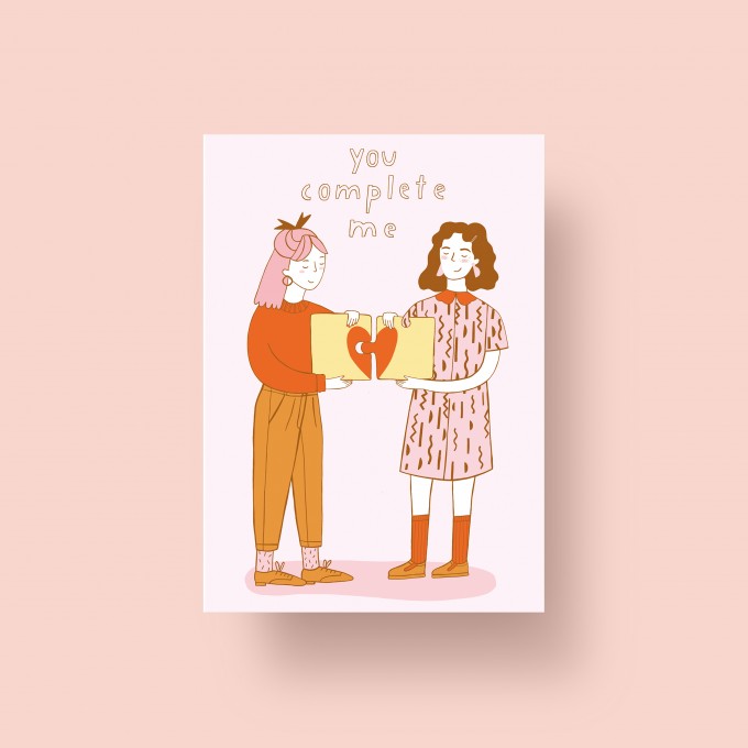 Notietzblock Postkarte "You complete me" A6 Notietzblock Postkarte "You complete me" A6