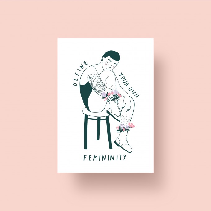 Notietzblock Postkarte "Define your own femininity", A6 Notietzblock Postkarte "Define your own femininity", A6