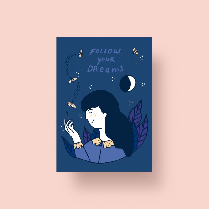 Notietzblock Postkarte "Follow your dreams", A6
Notietzblock Postkarte "Follow your dreams", A6