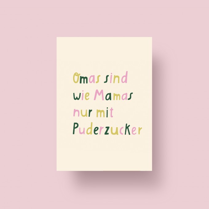 Notietzblock Postkarte "Omas sind wie Mamas nur mit Puderzucker" Notietzblock Postkarte "Omas sind wie Mamas nur mit Puderzucker"