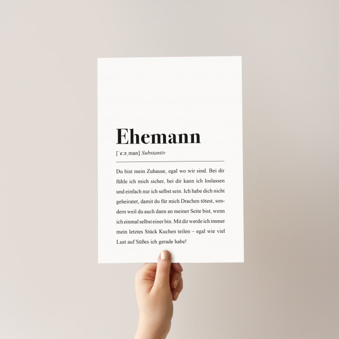 Ehemann Definition: DIN A4 Poster - Pulse of Art Ehemann Definition: DIN A4 Poster - Pulse of Art