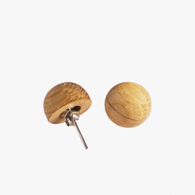 EINFACHDESIGN, Holzschmuck 925-er Silber, Ohrstecker Eiche Halbkugel, gedrechselt EINFACHDESIGN, Holzschmuck 925-er Silber, Ohrstecker Eiche Halbkugel, gedrechselt