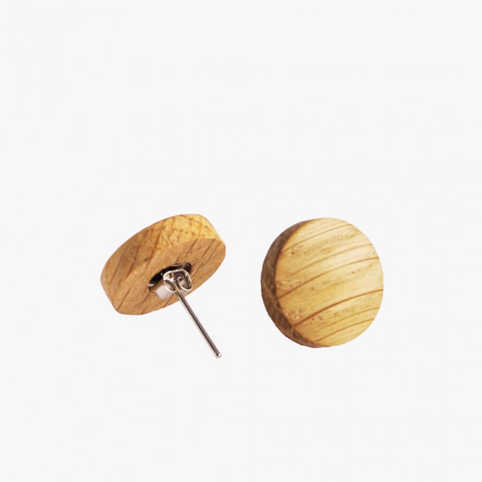 EINFACHDESIGN, Holzschmuck 925-er Silber, Ohrstecker Eiche, gedrechselt EINFACHDESIGN, Holzschmuck 925-er Silber, Ohrstecker Eiche, gedrechselt