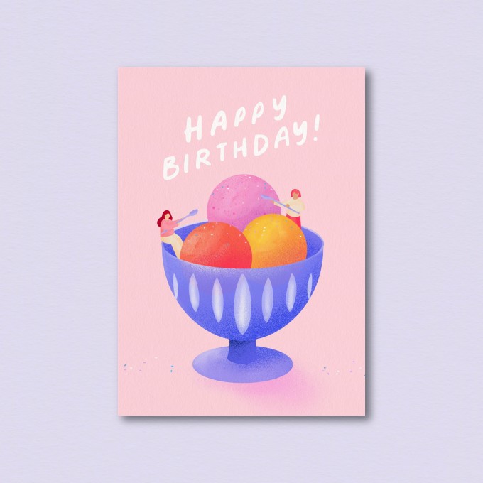 Happy Birthday Geburtstagskarte / Postkarte A6 / Svea Hansohn Illustration