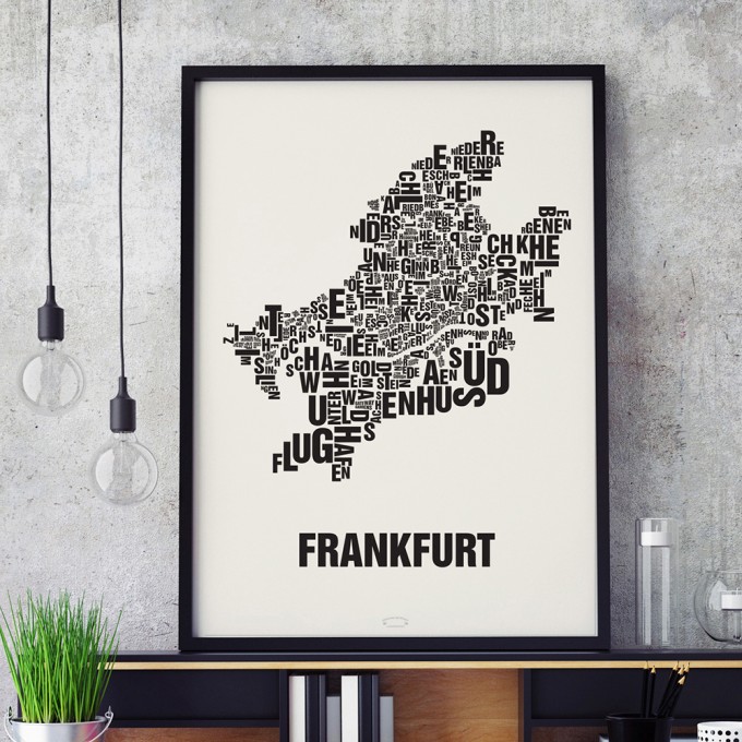 Buchstabenort Frankfurt Stadtteile-Poster Typografie Siebdruck Buchstabenort Frankfurt Stadtteile-Poster Typografie Siebdruck