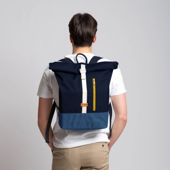 MULINU – Erweiterterbarer Rucksack UNIQUE ALBERT 2 Blau Rauchblau Gelb MULINU – Erweiterterbarer Rucksack UNIQUE ALBERT 2 Blau Rauchblau Gelb