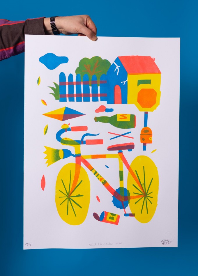 Martin Krusche - Stencildruck »Fahrradtour« 50x70cm