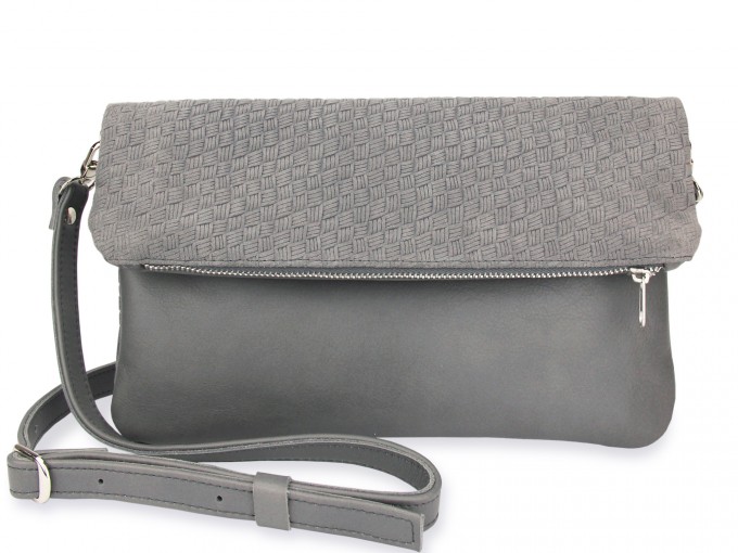 lille mus Foldover-Clutch Finja mit Umhängeriemen - Grau/Knoten lille mus Foldover-Clutch Finja mit Umhängeriemen - Grau/Knoten