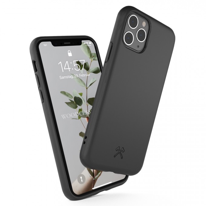 Woodcessories - Selbstreinigende iPhone Bio Hülle aus pflanzlichen Materialien - Kompostierbar &, Antibakteriell - Natur Schwarz Woodcessories - Selbstreinigende iPhone Bio Hülle aus pflanzlichen Materialien - Kompostierbar &, Antibakteriell - Natur Schwarz