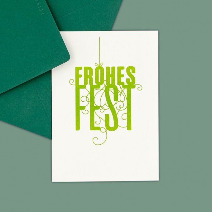 Feingeladen // FANCY TYPE // Frohes Fest (LG) // RISO-Klappkarte, A6 Feingeladen // FANCY TYPE // Frohes Fest (LG) // RISO-Klappkarte, A6