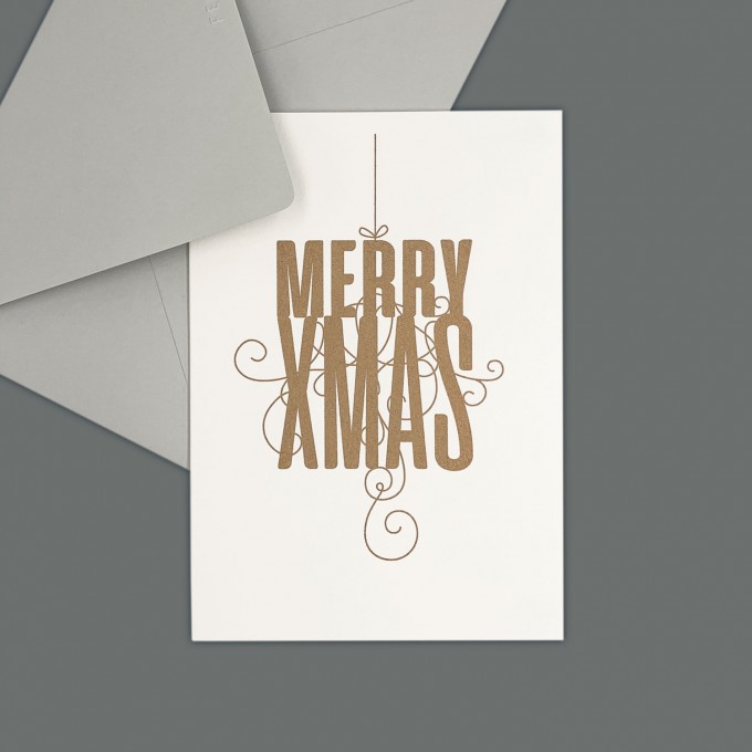 Feingeladen // FANCY TYPE // Merry Xmas (GD) // RISO-Klappkarte, A6 Feingeladen // FANCY TYPE // Merry Xmas (GD) // RISO-Klappkarte, A6