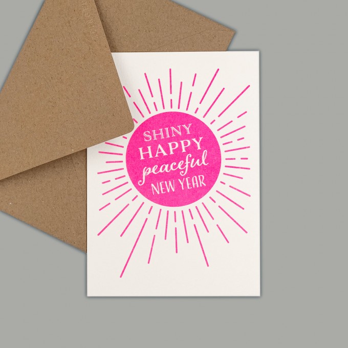 Feingeladen // KARAOKE INSPIRED // Shiny happy peaceful New Year (FP) // RISO-Klappkarte, A6 Feingeladen // KARAOKE INSPIRED // Shiny happy peaceful New Year (FP) // RISO-Klappkarte, A6
