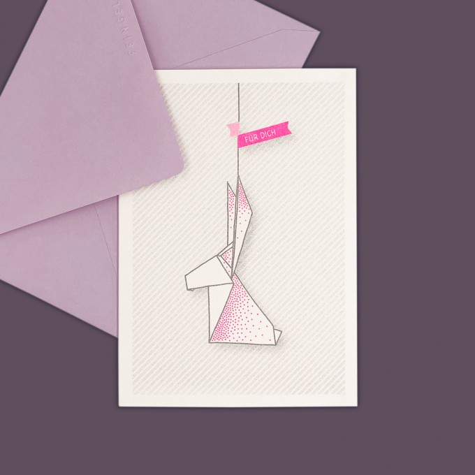 Feingeladen // LIKE ORIGAMI // Hase »Für Dich« (GRFP) // RISO-Klappkarte, A6 Feingeladen // LIKE ORIGAMI // Hase »Für Dich« (GRFP) // RISO-Klappkarte, A6