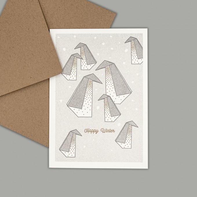 Feingeladen // LIKE ORIGAMI // Penguins »Happy Winter« (GRGD) – A6 Feingeladen // LIKE ORIGAMI // Penguins »Happy Winter« (GRGD) – A6