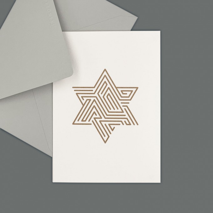 Feingeladen // LINE ART // Star (GD) // RISO-Klappkarte, A6 Feingeladen // LINE ART // Star (GD) // RISO-Klappkarte, A6