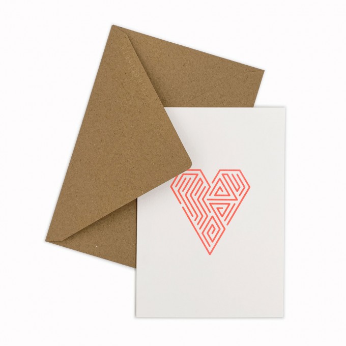 Feingeladen // LINE ART // Heart (FR) // RISO-Klappkarte, A6 Feingeladen // LINE ART // Heart (FR) // RISO-Klappkarte, A6