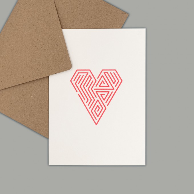 Feingeladen // LINE ART // Heart (FR) // RISO-Klappkarte, A6 Feingeladen // LINE ART // Heart (FR) // RISO-Klappkarte, A6